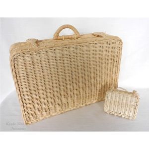 Pleasant Co American Girl Original Bitty Baby & Bitty Bear Wicker Suitcases